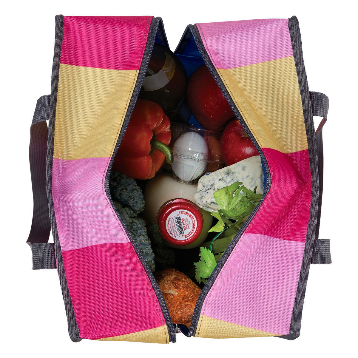 freezable-grocery-tote-n1 Freezable-Grocery-Tote-PinkStripes-Top-Down-Food-Combo-Filled_LORES.jpg