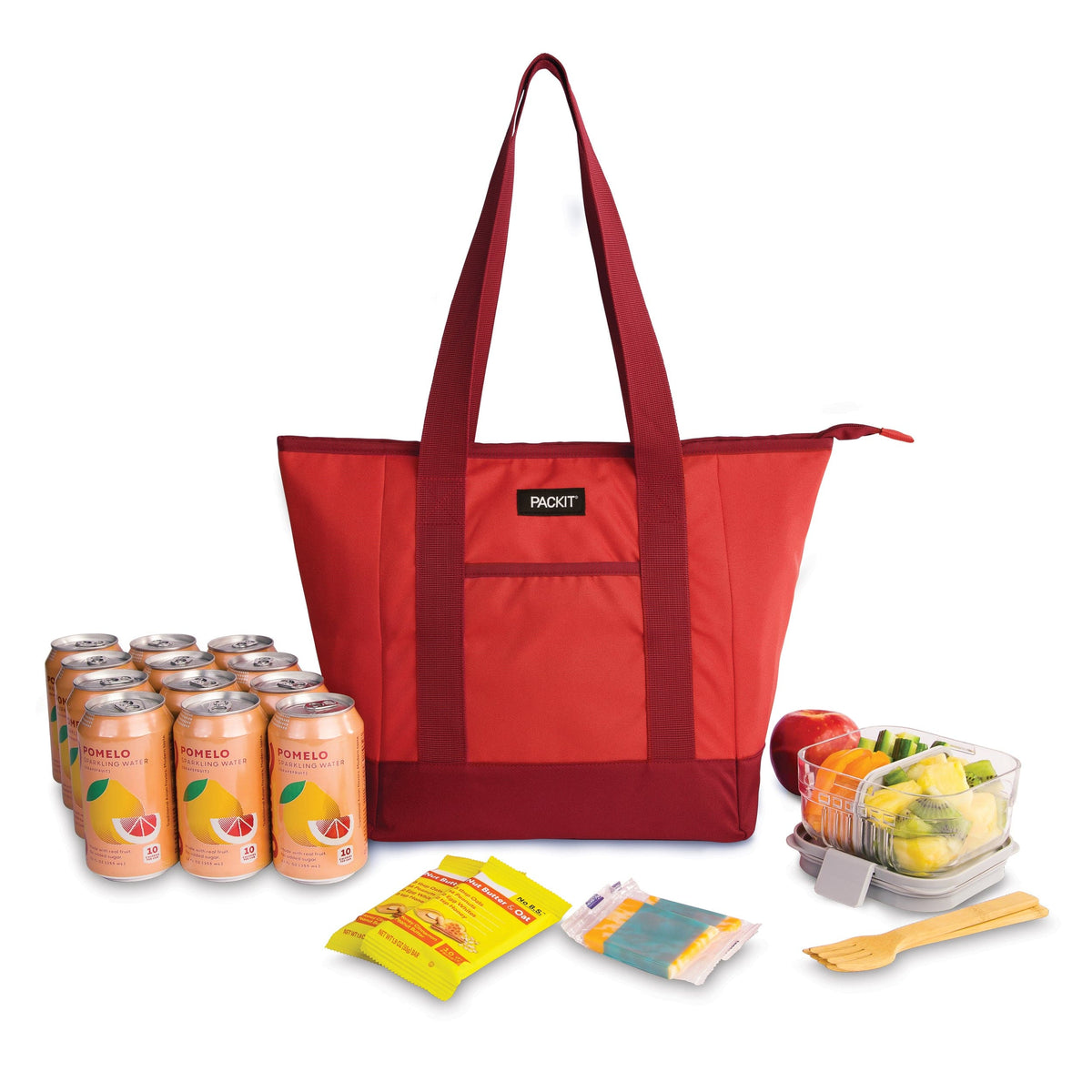 freezable-12-can-tote-cooler-h2 freezable-12-can-tote-cooler-poppy-front-food-combo.jpg
